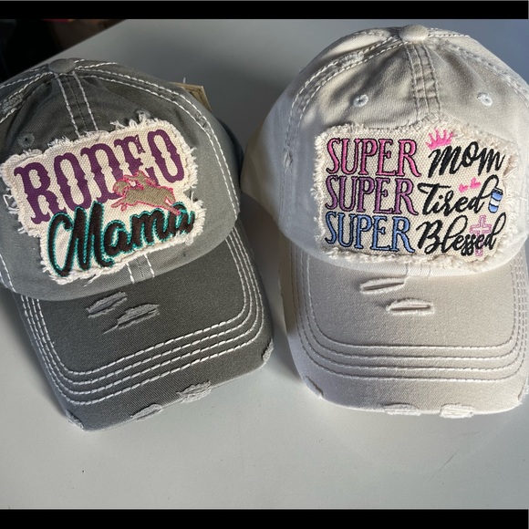Accessories - Mom Distressed Caps-Set of 2